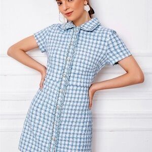 Blue Checkered Women's Dress